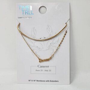 Time And Tru Cancer Zodiac 16" & 18" Gold-Tone Necklaces With Extenders